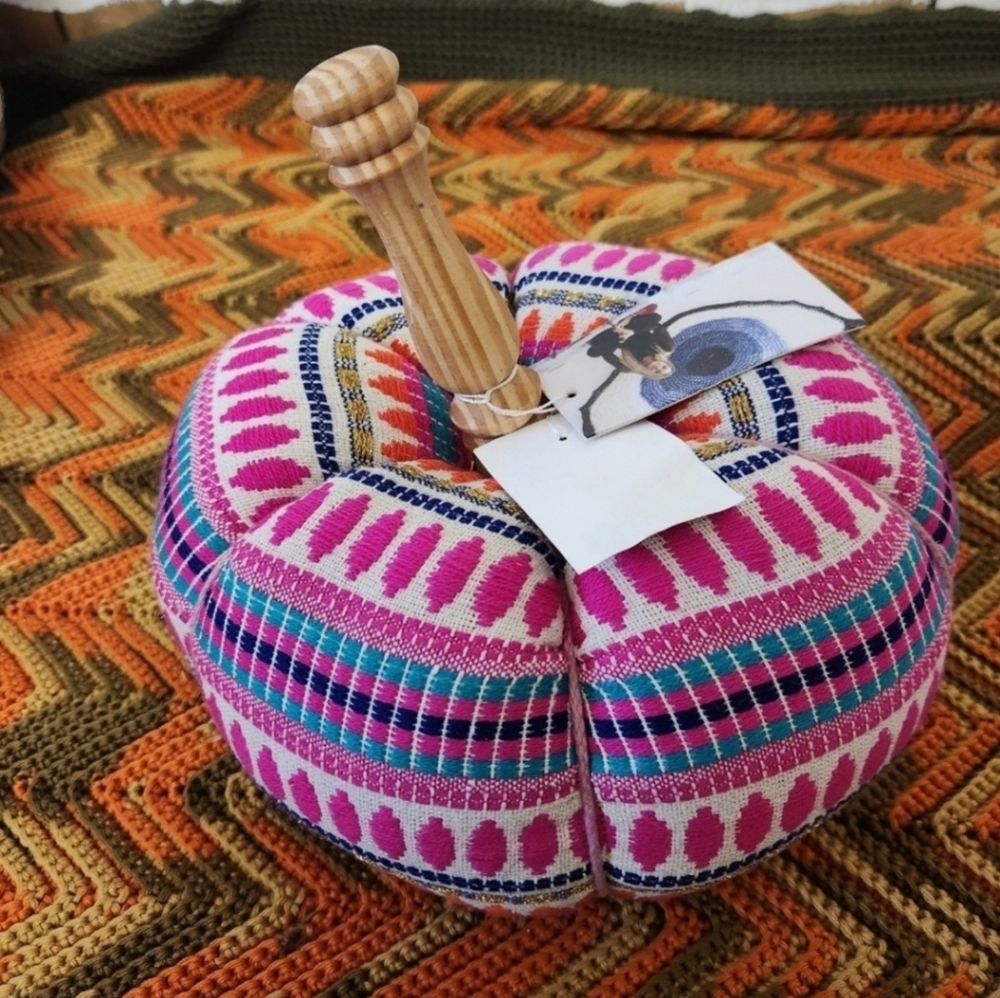 NEW London Kaye Bohemian Hippie Wooden Fabric Pumpkin Halloween Fall Pink Decor